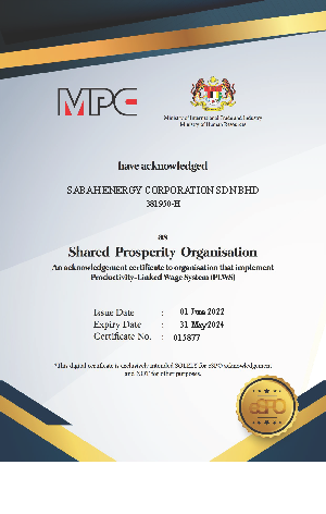 e-Shared Prosperity Organisation (eSPO)  Acknowledgement Certificate from MITI to SEC